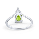 Pear Midi V Ring Wedding Ring Simulated Cubic Zirconia 925 Sterling Silver