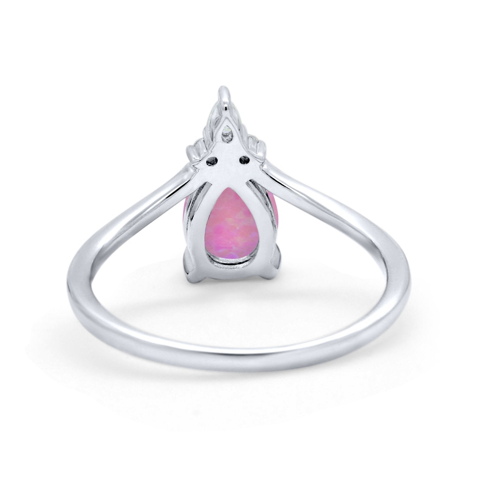 Pear Midi V Ring Wedding Ring Simulated Cubic Zirconia 925 Sterling Silver