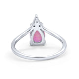 Pear Midi V Ring Wedding Ring Simulated Cubic Zirconia 925 Sterling Silver