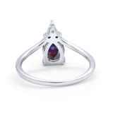 Pear Midi V Ring Wedding Ring Simulated Cubic Zirconia 925 Sterling Silver