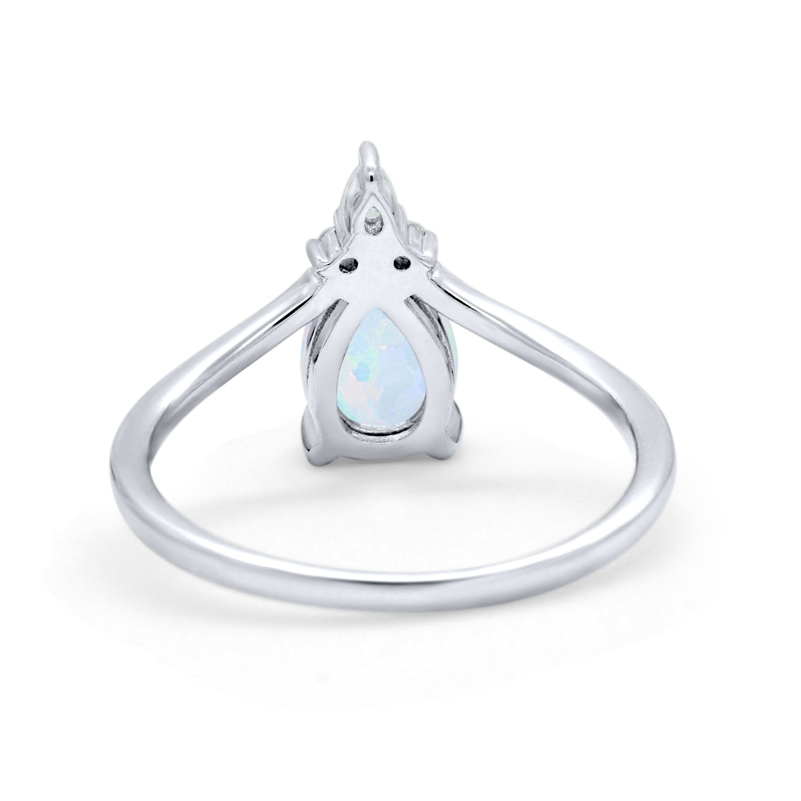 Pear Midi V Ring Wedding Ring Simulated Cubic Zirconia 925 Sterling Silver