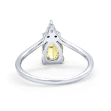 Pear Midi V Ring Wedding Ring Simulated Cubic Zirconia 925 Sterling Silver