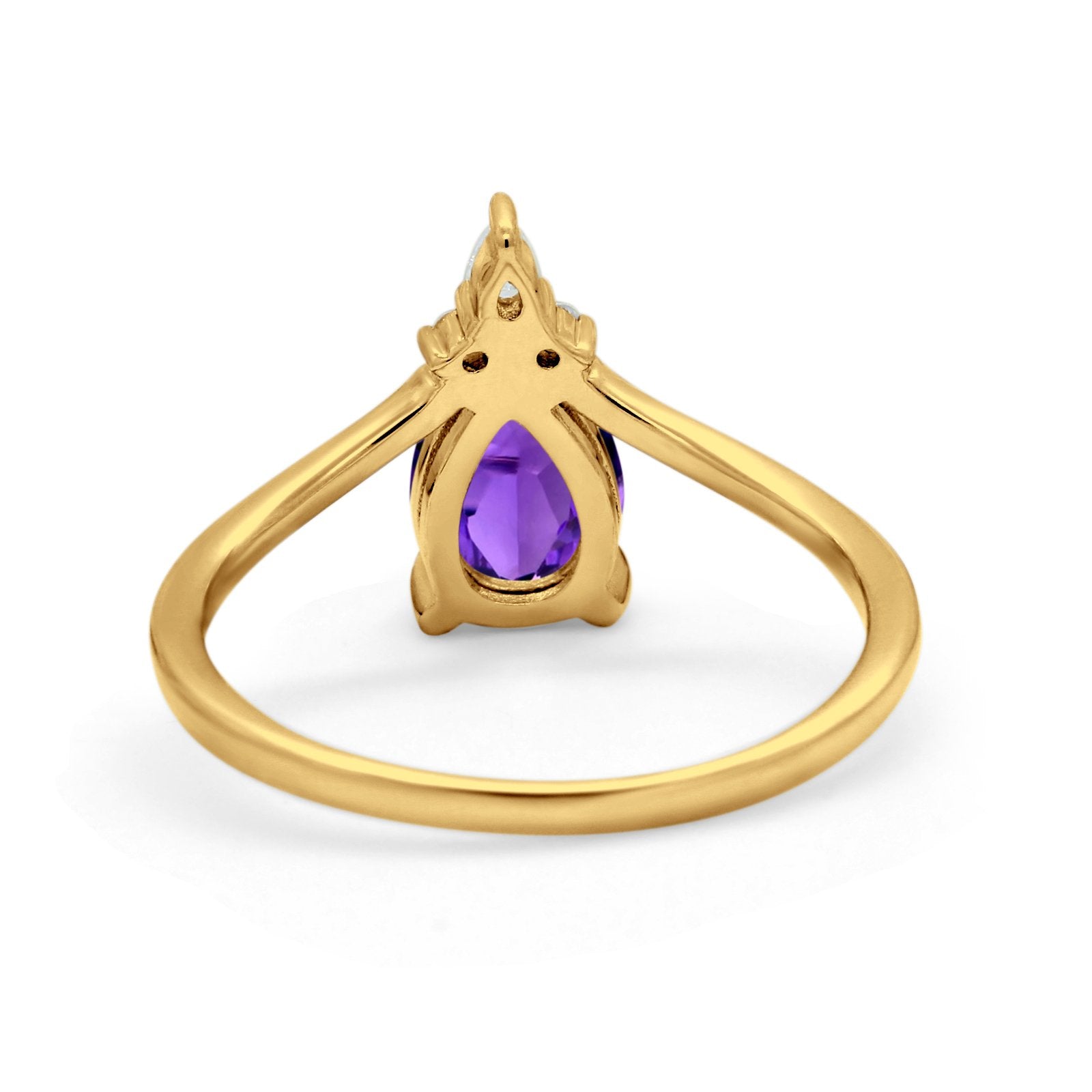 Pear Midi V Ring Wedding Ring Simulated Cubic Zirconia 925 Sterling Silver