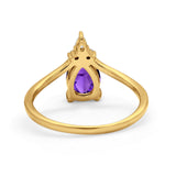 Pear Midi V Ring Wedding Ring Simulated Cubic Zirconia 925 Sterling Silver