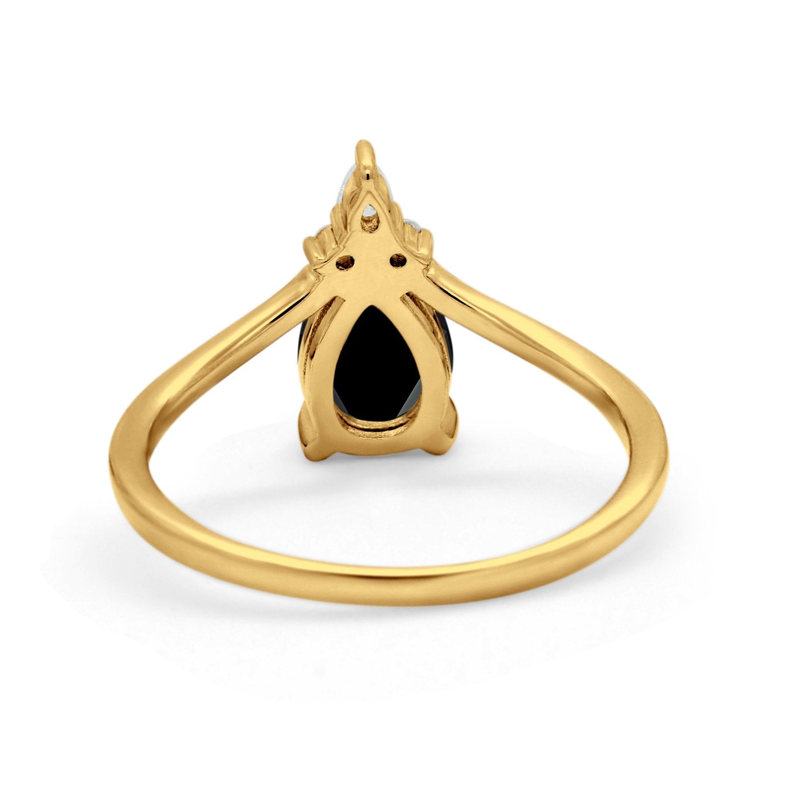 Pear Midi V Ring Wedding Ring Simulated Cubic Zirconia 925 Sterling Silver