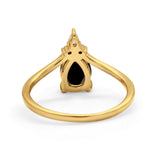 Pear Midi V Ring Wedding Ring Simulated Cubic Zirconia 925 Sterling Silver