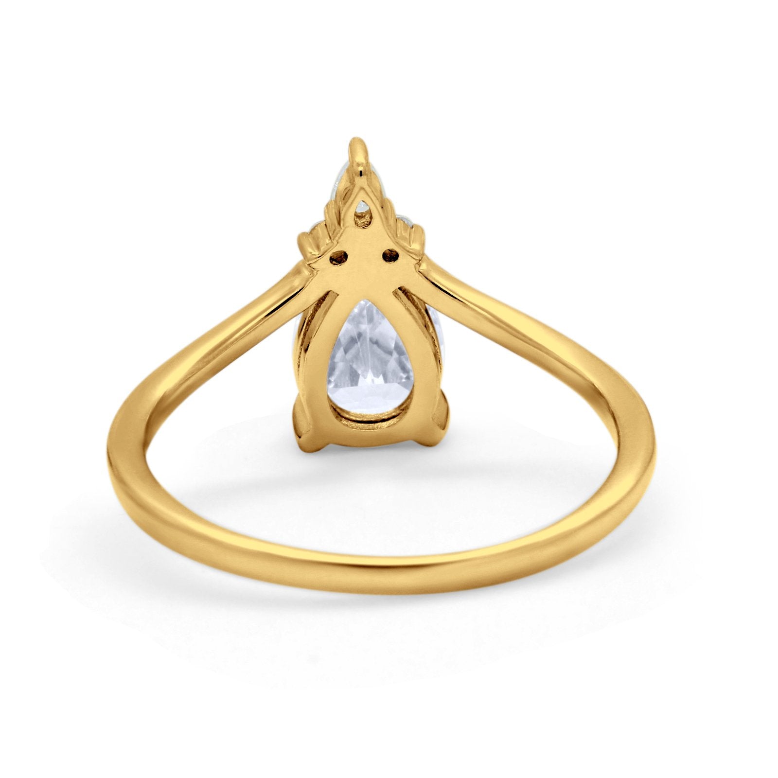 Pear Midi V Ring Wedding Ring Simulated Cubic Zirconia 925 Sterling Silver