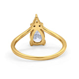 Pear Midi V Ring Wedding Ring Simulated Cubic Zirconia 925 Sterling Silver