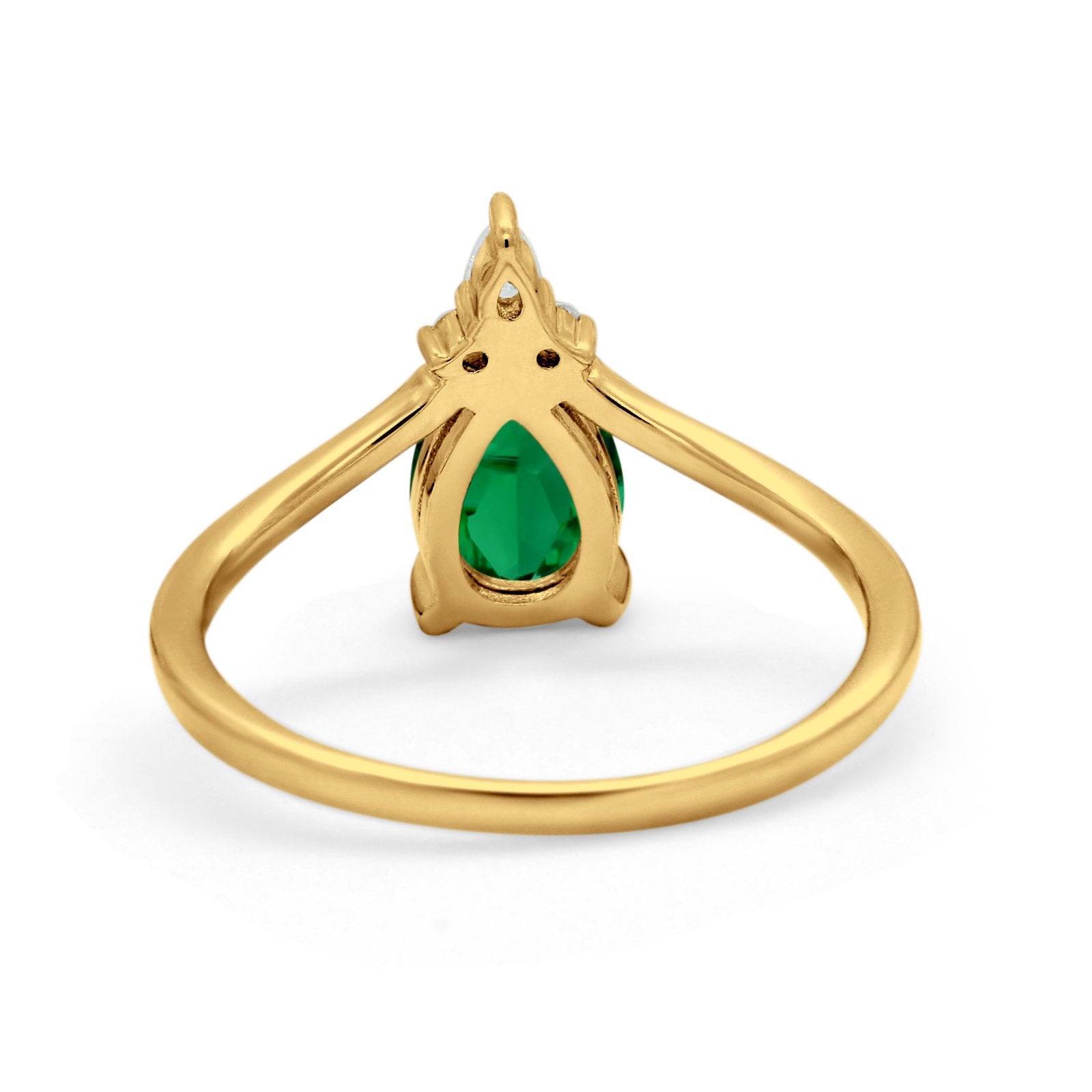 Pear Midi V Ring Wedding Ring Simulated Cubic Zirconia 925 Sterling Silver