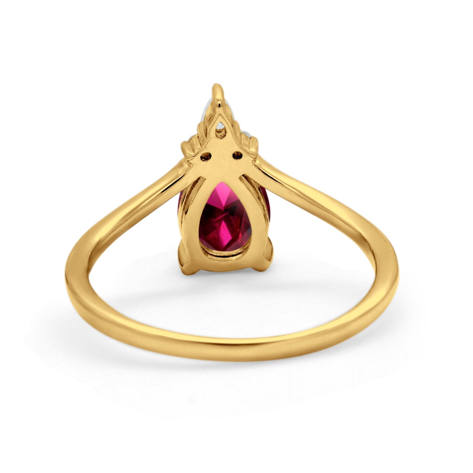 Pear Midi V Ring Wedding Ring Simulated Cubic Zirconia 925 Sterling Silver