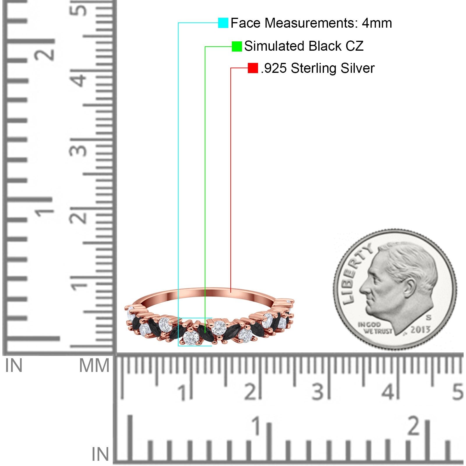 Wedding Band Eternity Ring Marquise Round Simulated Cubic Zirconia 925 Sterling Silver