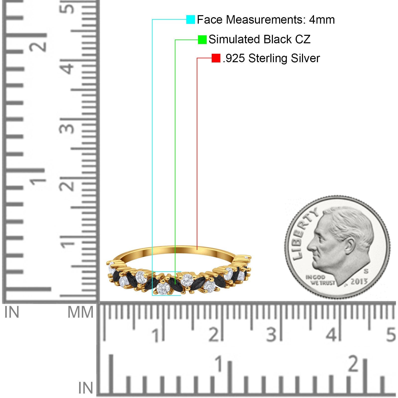 Wedding Band Eternity Ring Marquise Round Simulated Cubic Zirconia 925 Sterling Silver