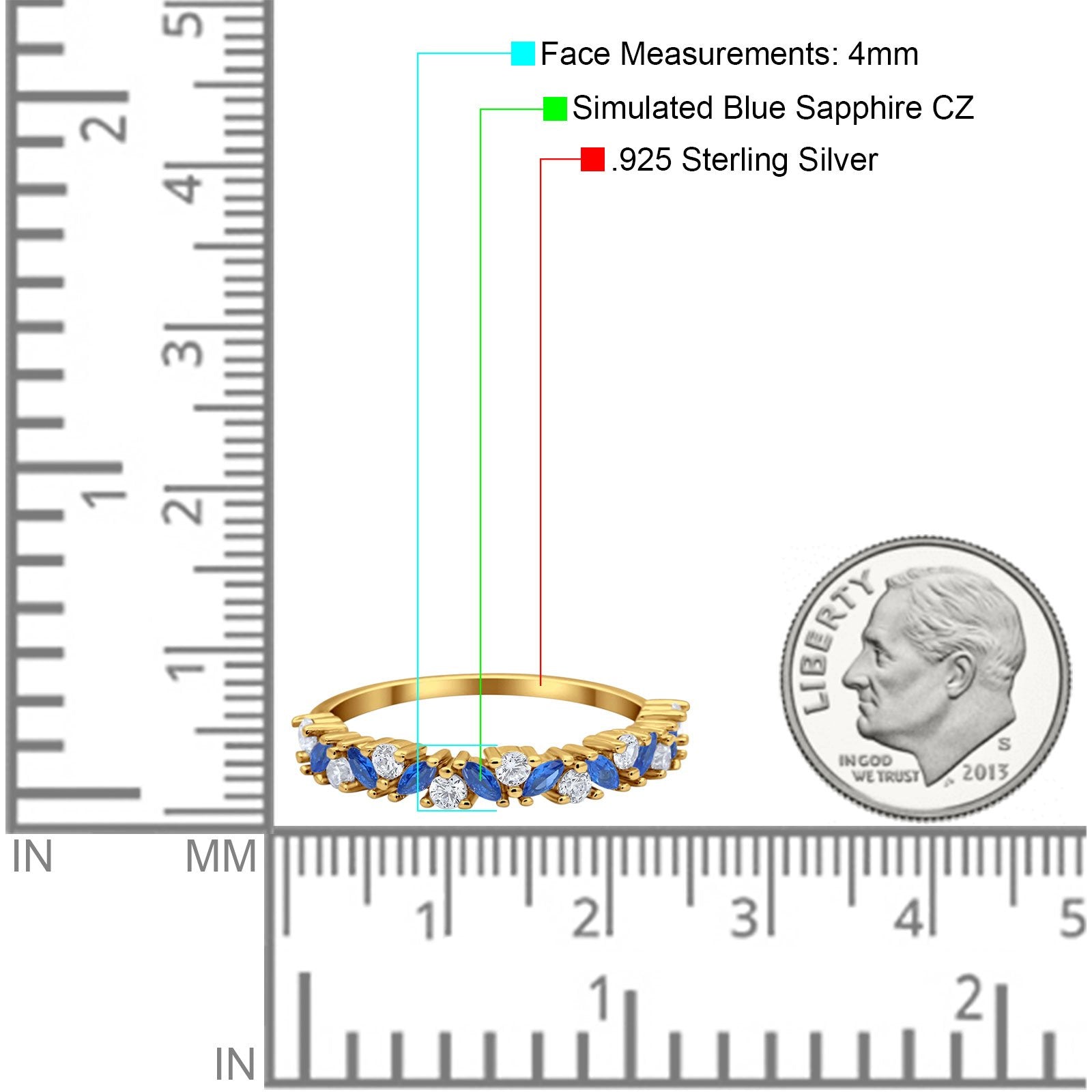 Wedding Band Eternity Ring Marquise Round Simulated Cubic Zirconia 925 Sterling Silver