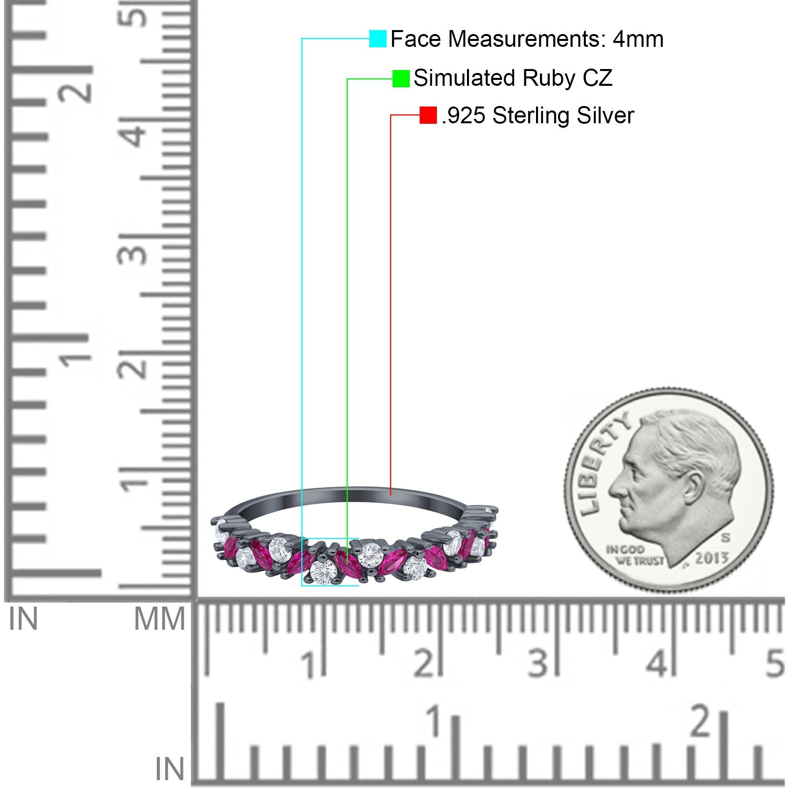 Wedding Band Eternity Ring Marquise Round Simulated Cubic Zirconia 925 Sterling Silver