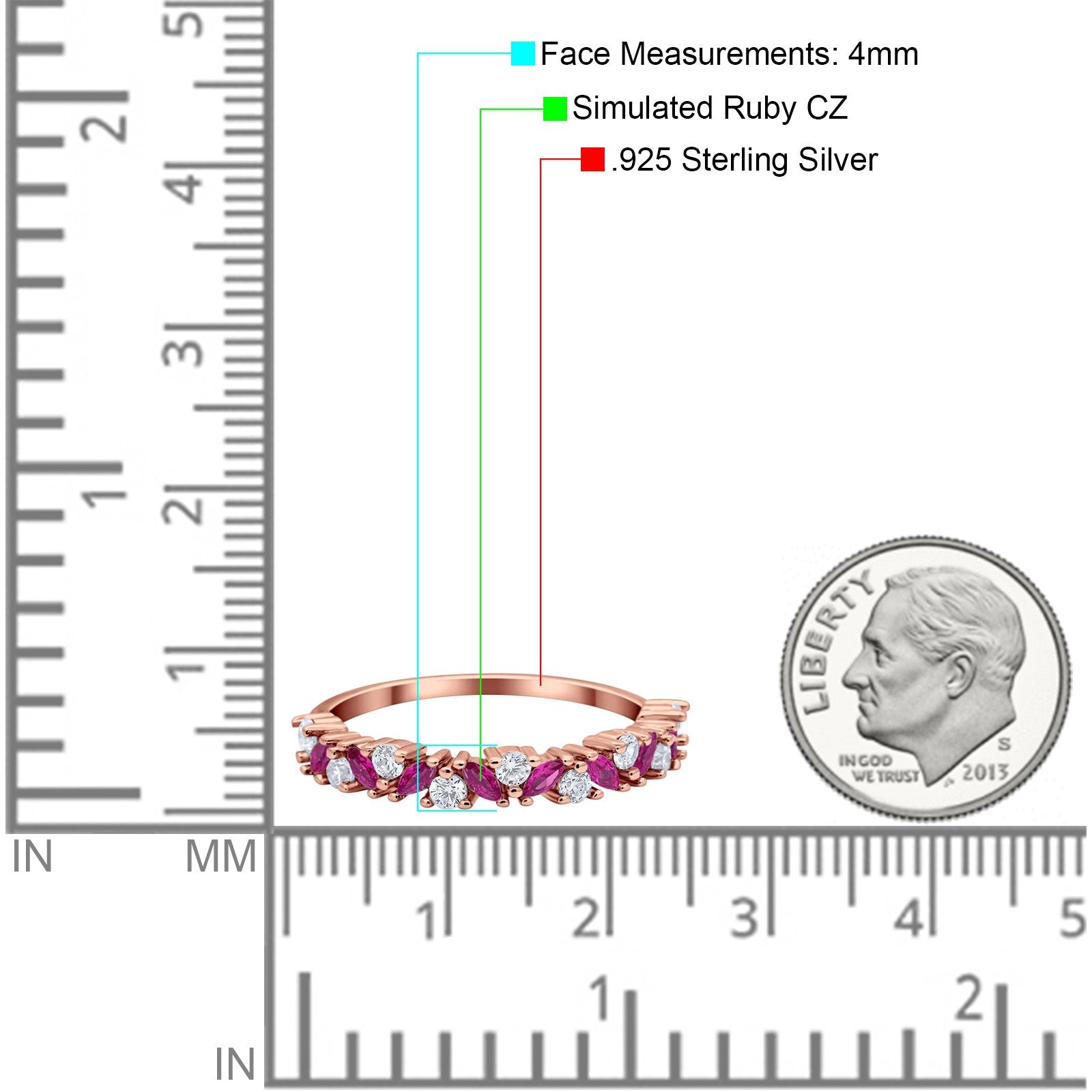 Wedding Band Eternity Ring Marquise Round Simulated Cubic Zirconia 925 Sterling Silver