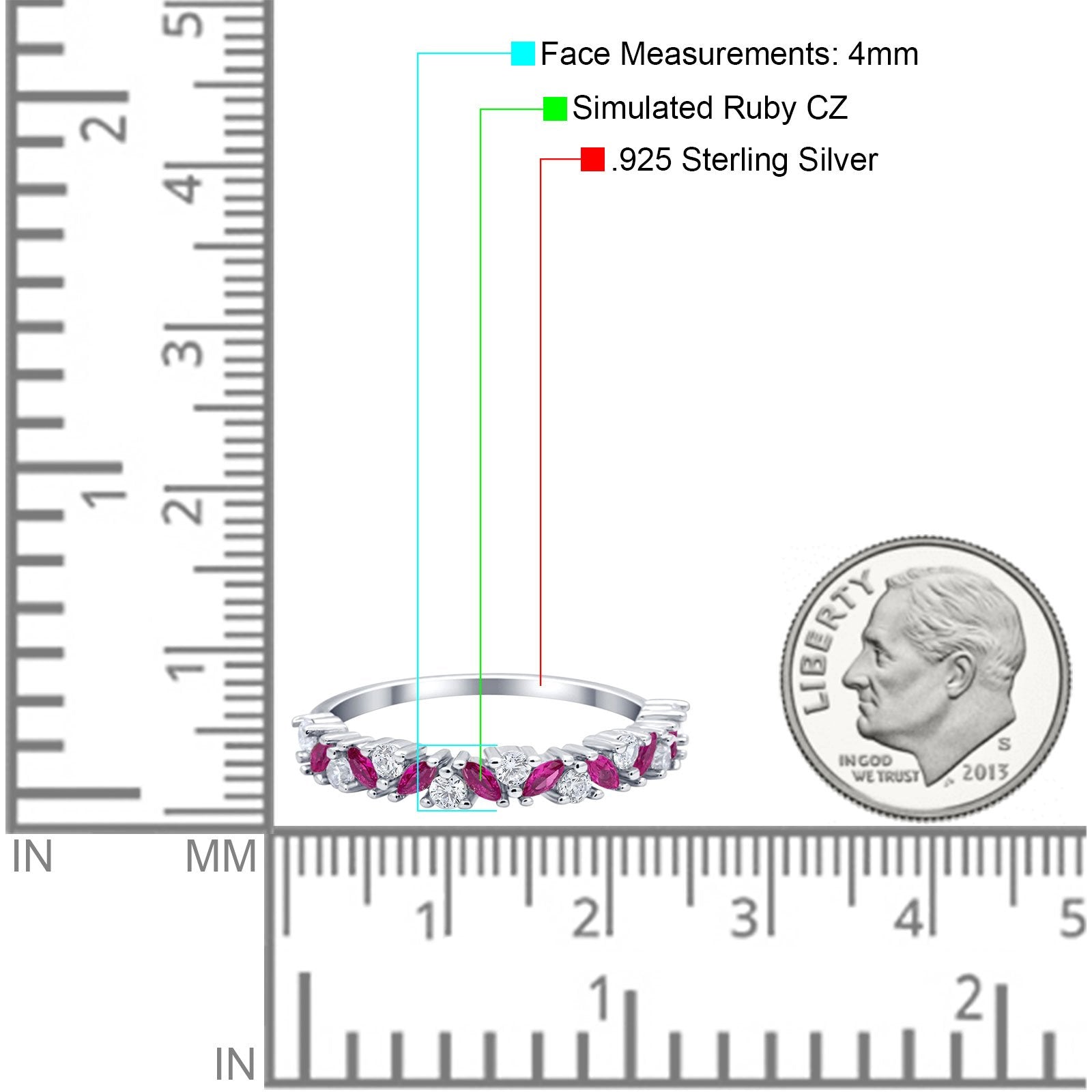 Wedding Band Eternity Ring Marquise Round Simulated Cubic Zirconia 925 Sterling Silver