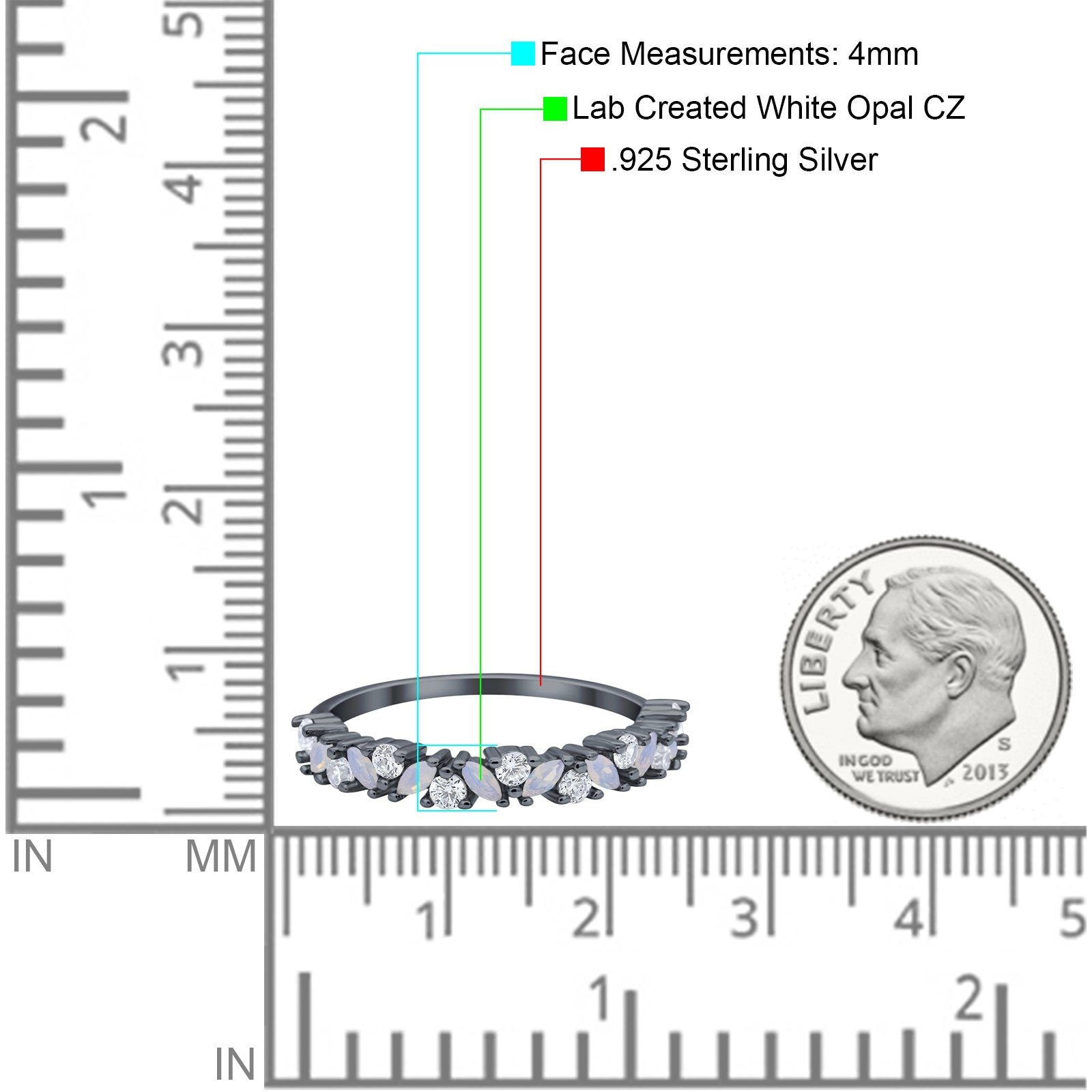 Wedding Band Eternity Ring Marquise Round Simulated Cubic Zirconia 925 Sterling Silver