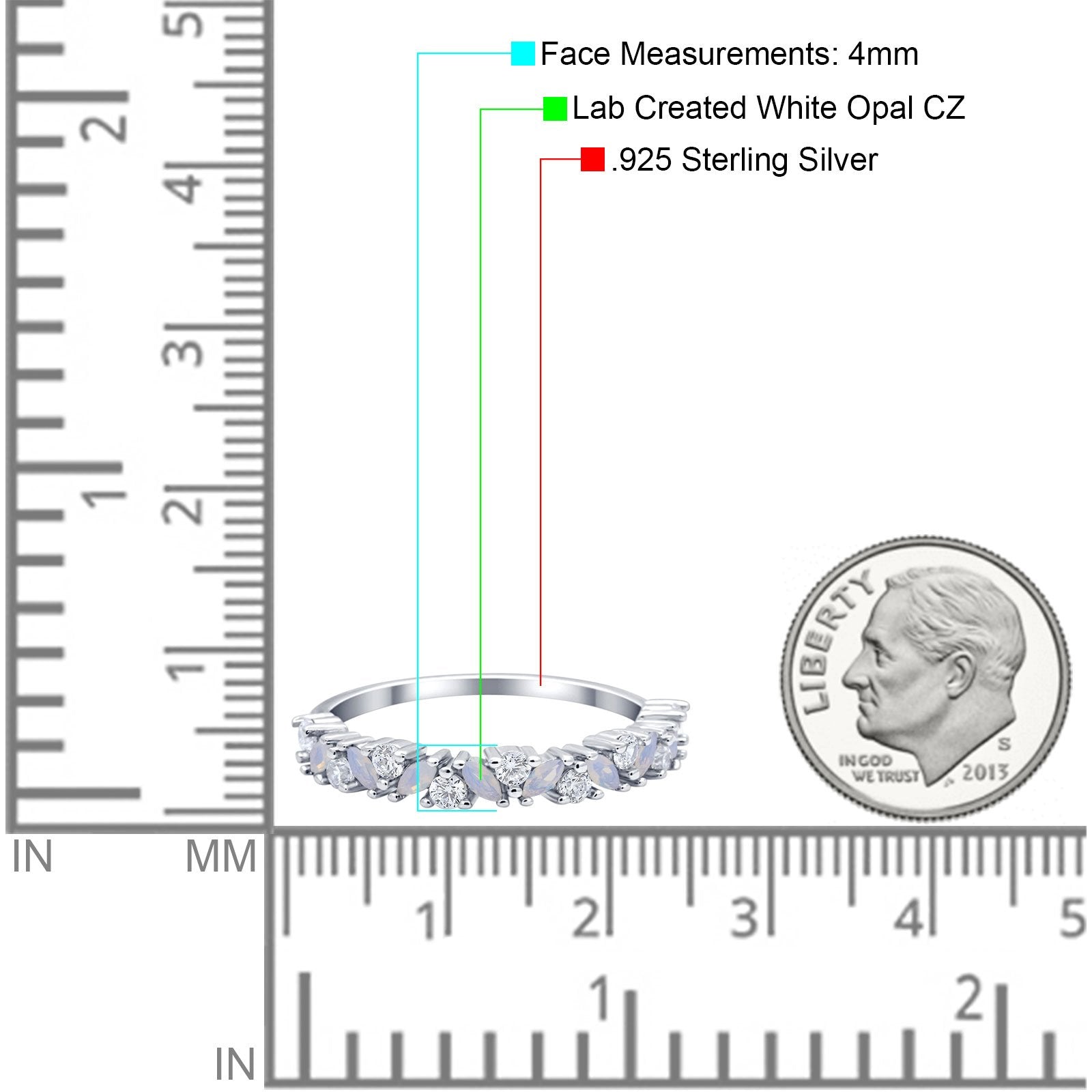 Wedding Band Eternity Ring Marquise Round Simulated Cubic Zirconia 925 Sterling Silver