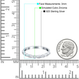 Half Eternity Wedding Band Ring Marquise Round Simulated Cubic Zirconia 925 Sterling Silver