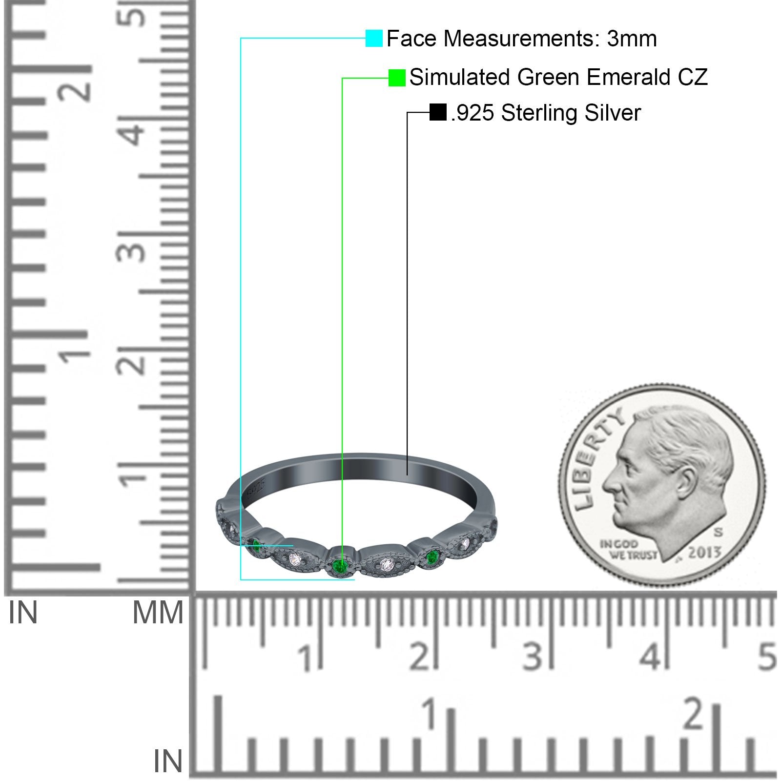 Half Eternity Wedding Band Ring Marquise Round Simulated Cubic Zirconia 925 Sterling Silver