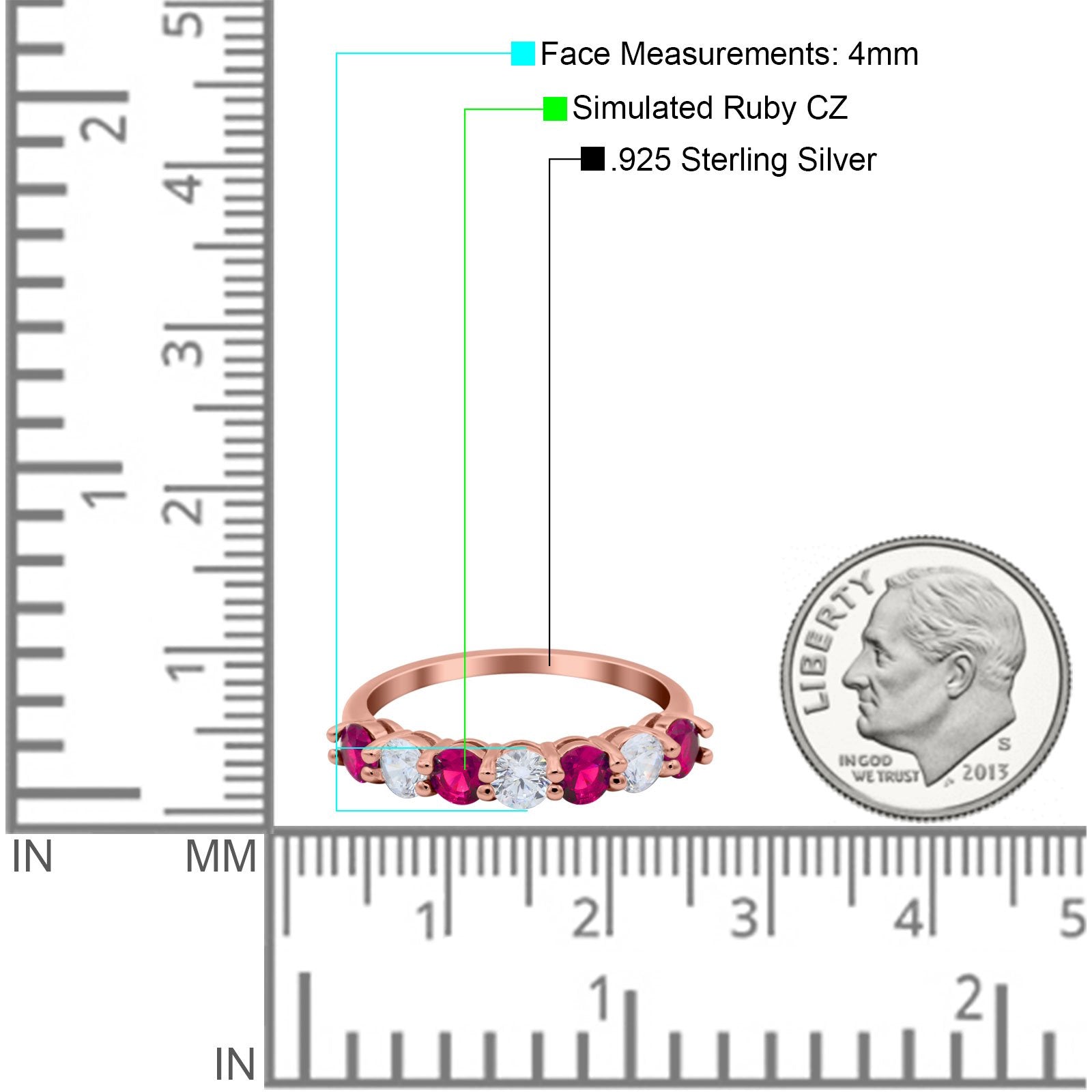 Art Deco Half Eternity Wedding Ring Simulated Cubic Zirconia 925 Sterling Silver