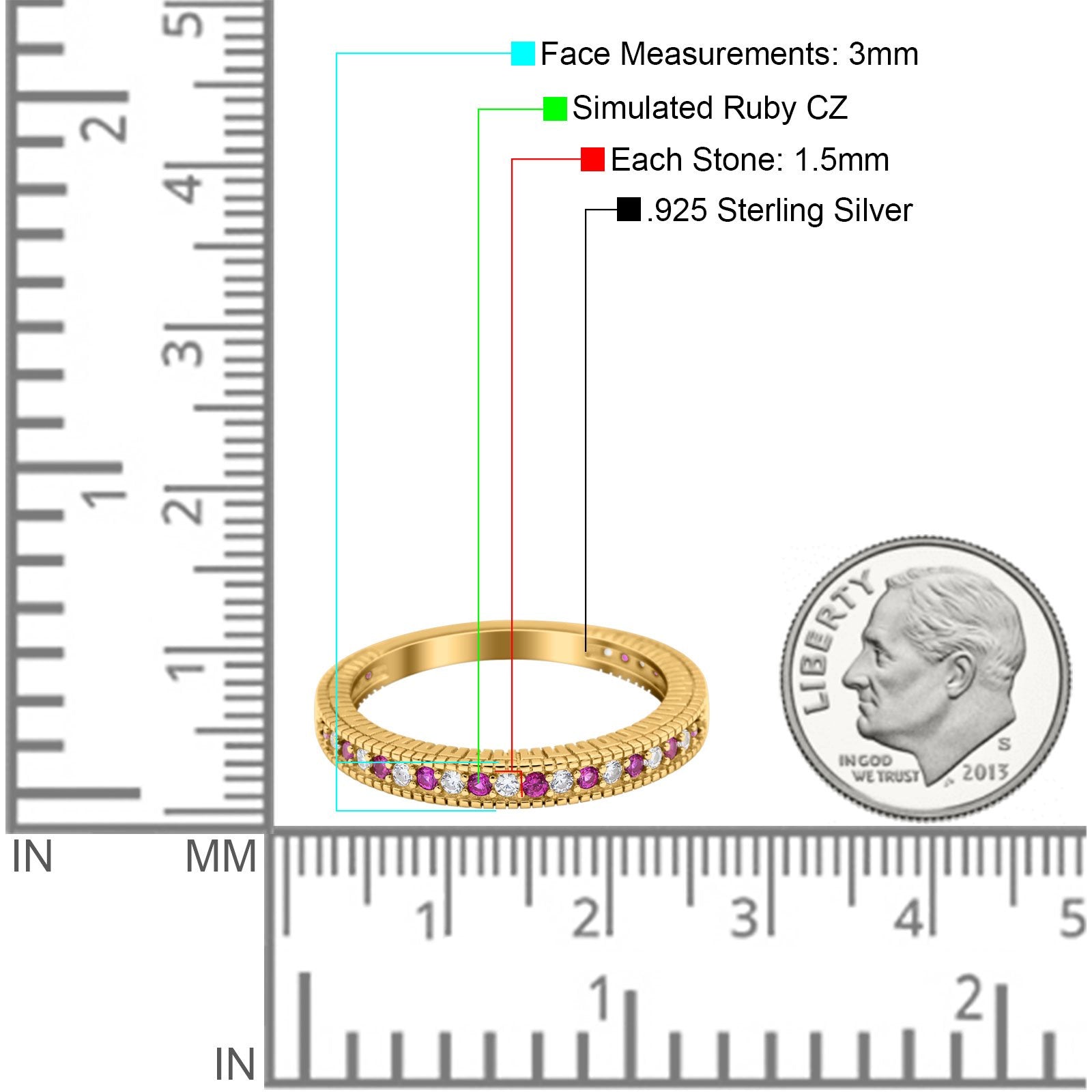 Half Eternity Band Bridal Stacking Engagement Ring Simulated CZ 925 Sterling Silver