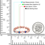 Curved Marquise Art Dec Full Eternity Stackable Band Simulated Blue Sapphire & Cubic Zirconia 925 Sterling Silver