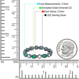 Curved Marquise Art Dec Full Eternity Stackable Band Simulated Green Emerald & Cubic Zirconia 925 Sterling Silver