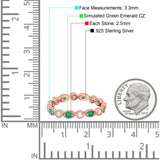 Curved Marquise Art Dec Full Eternity Stackable Band Simulated Green Emerald & Cubic Zirconia 925 Sterling Silver