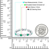 Curved Marquise Art Dec Full Eternity Stackable Band Simulated Green Emerald & Cubic Zirconia 925 Sterling Silver