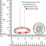 Curved Marquise Art Dec Full Eternity Stackable Band Simulated Ruby  & Cubic Zirconia 925 Sterling Silver