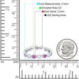 Curved Marquise Art Dec Full Eternity Stackable Band Simulated Ruby  & Cubic Zirconia 925 Sterling Silver