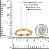 Curved Marquise Art Dec Full Eternity Stackable Band Simulated Ruby  & Cubic Zirconia 925 Sterling Silver