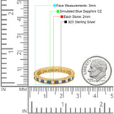 Art Deco Full Eternity Stackable Wedding Ring Simulated CZ 925 Sterling Silver