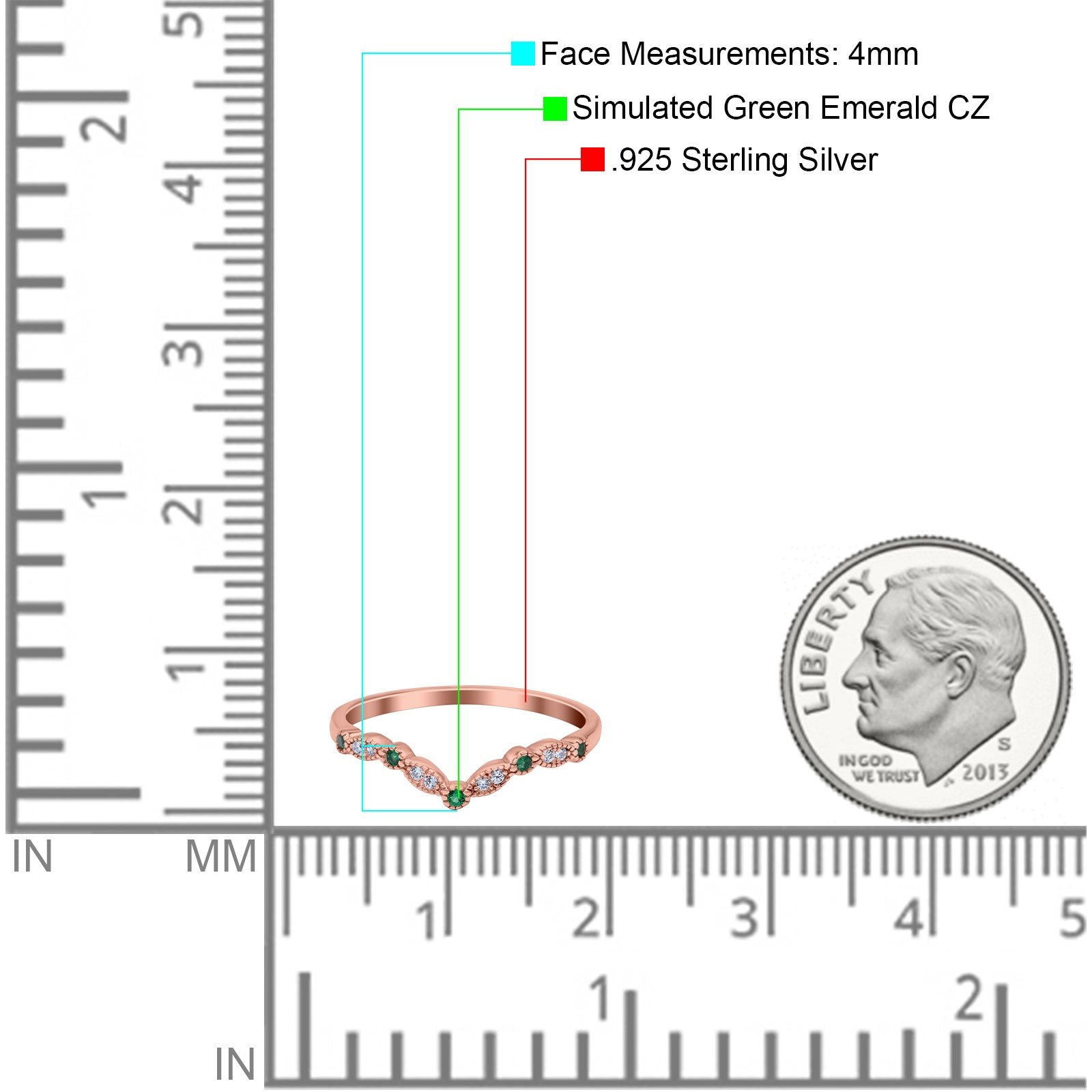 Marquise Curved Half Eternity Stackable Band Ring Simulated CZ 925 Sterling Silver