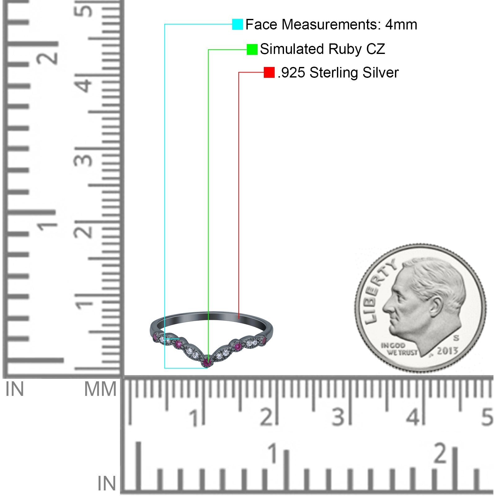Marquise Curved Half Eternity Stackable Band Ring Simulated CZ 925 Sterling Silver
