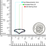 Marquise Curved Half Eternity Stackable Band Ring Simulated CZ 925 Sterling Silver