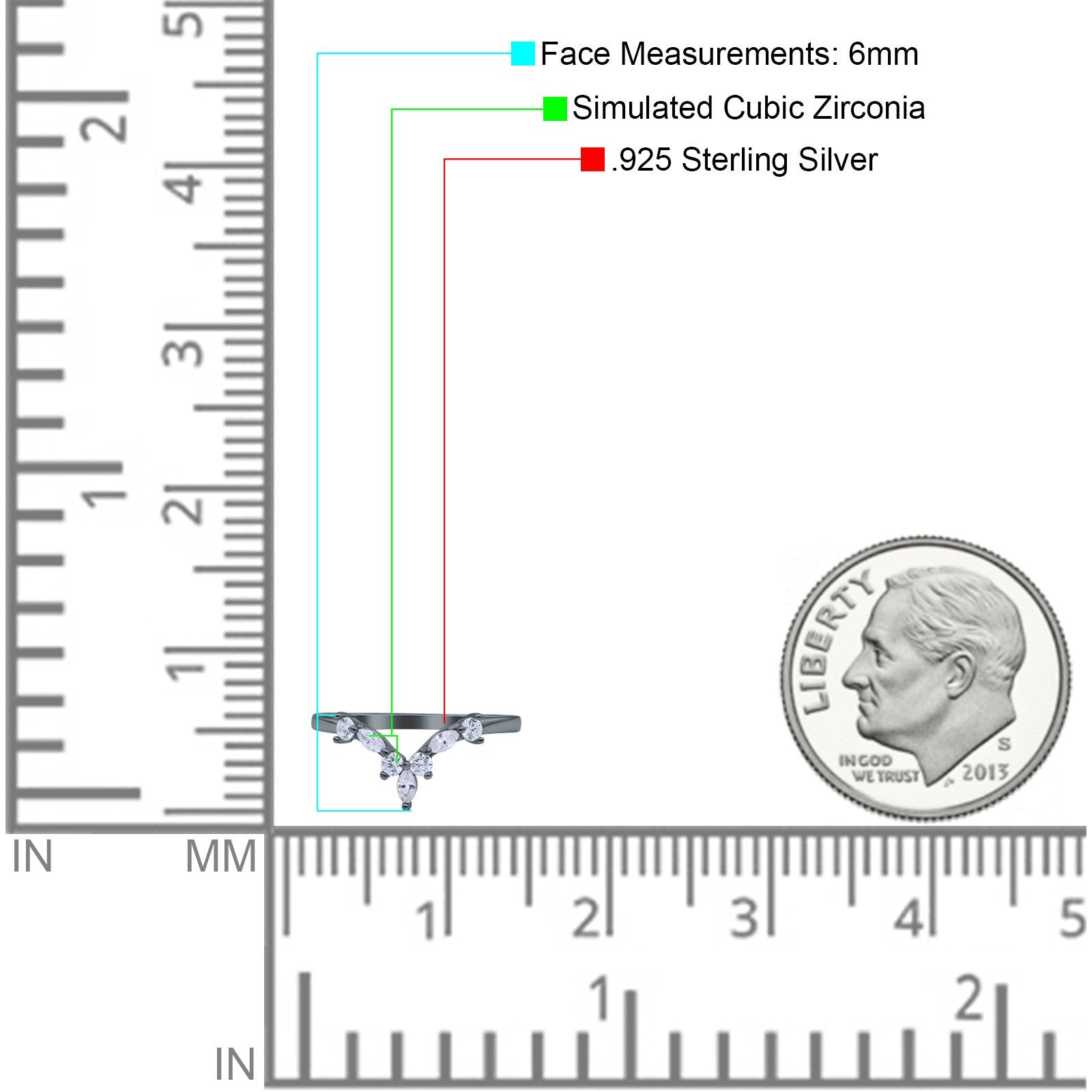 Curved Marquise Engagement Half Eternity Ring Simulated CZ 925 Sterling Silver