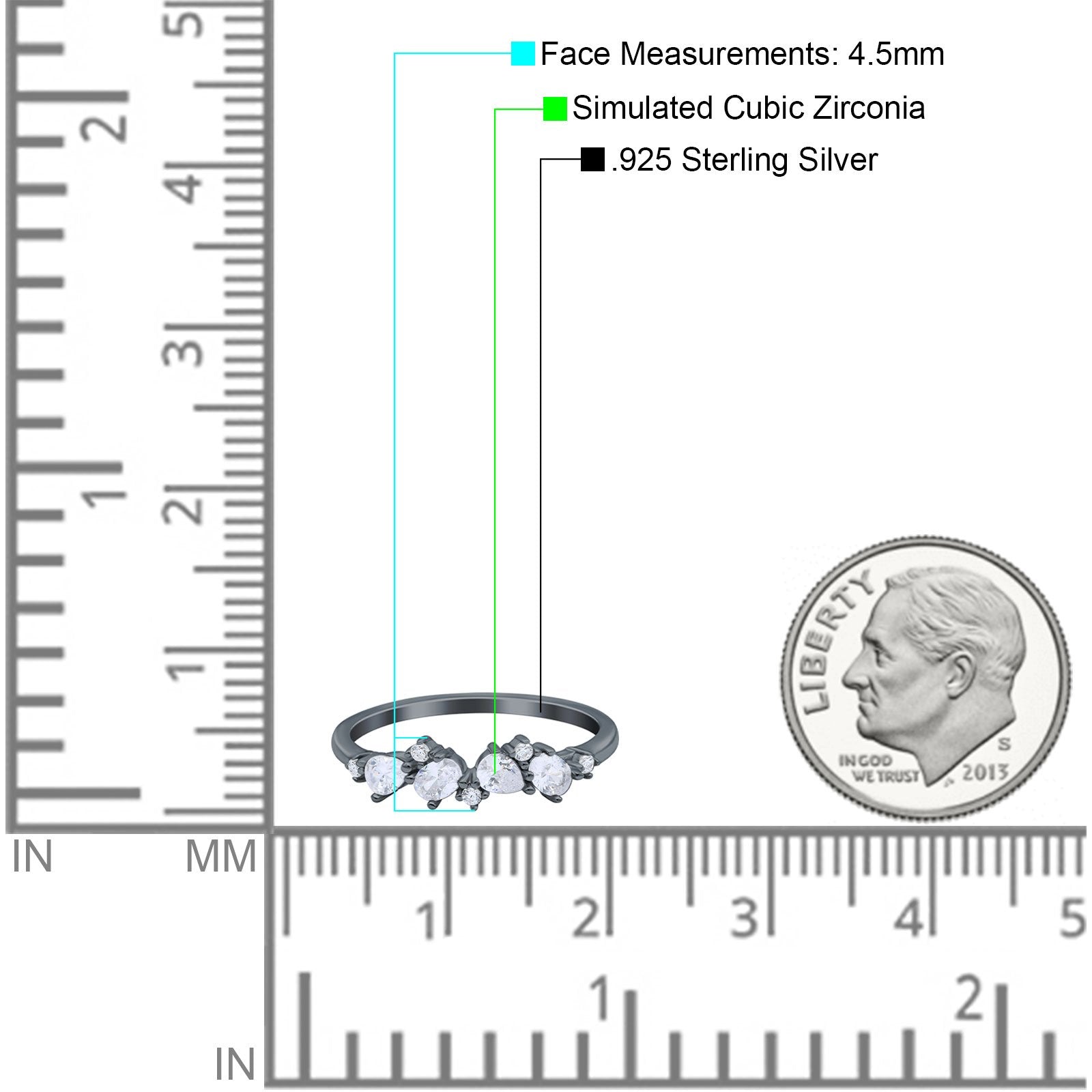 Pear Oval Art Deco Eternity Wedding Band Ring Simulated Cubic Zirconia 925 Sterling Silver