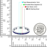 Full Eternity Stackable Band Wedding Ring Simulated CZ 925 Sterling Silver