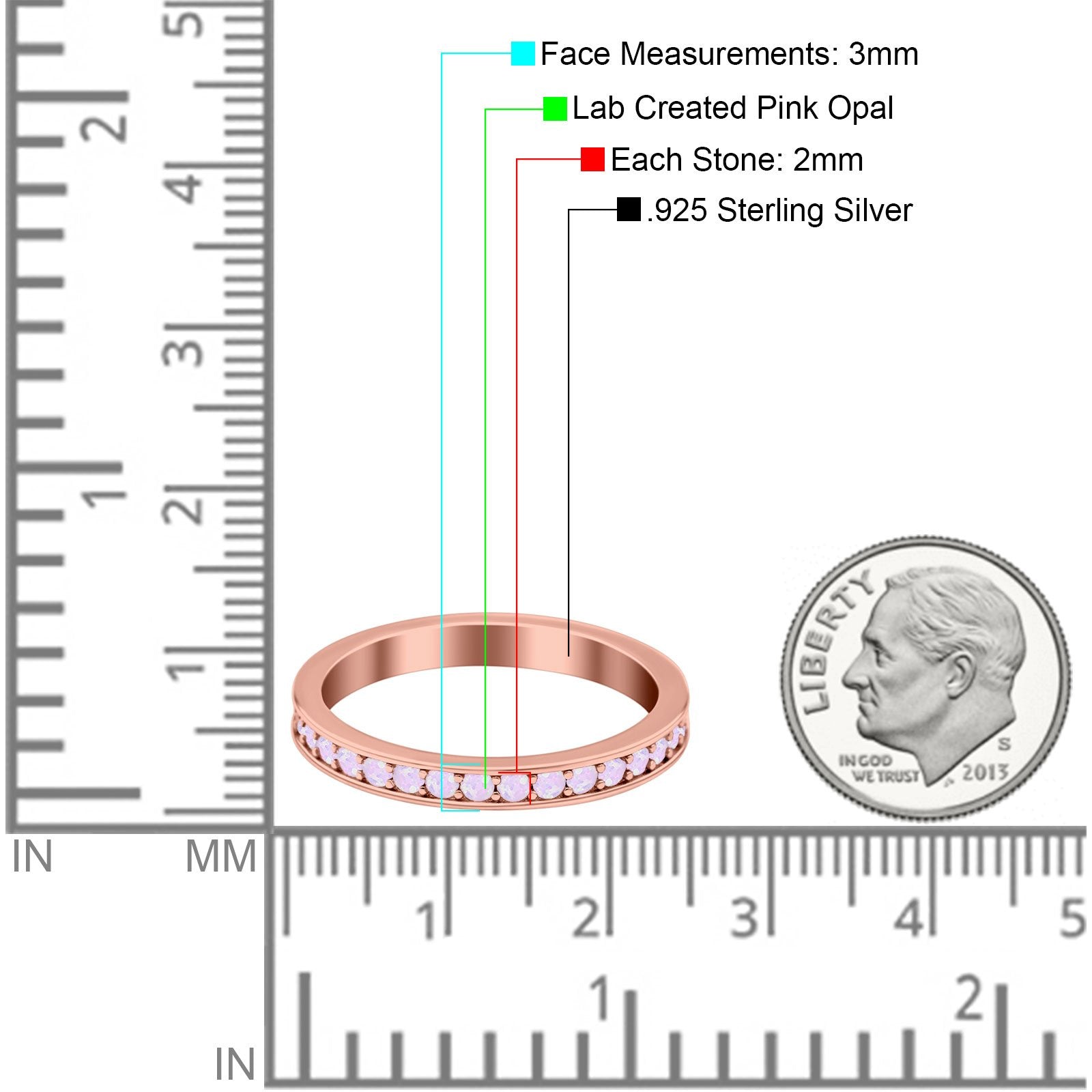 Full Eternity Stackable Band Wedding Ring Simulated CZ 925 Sterling Silver