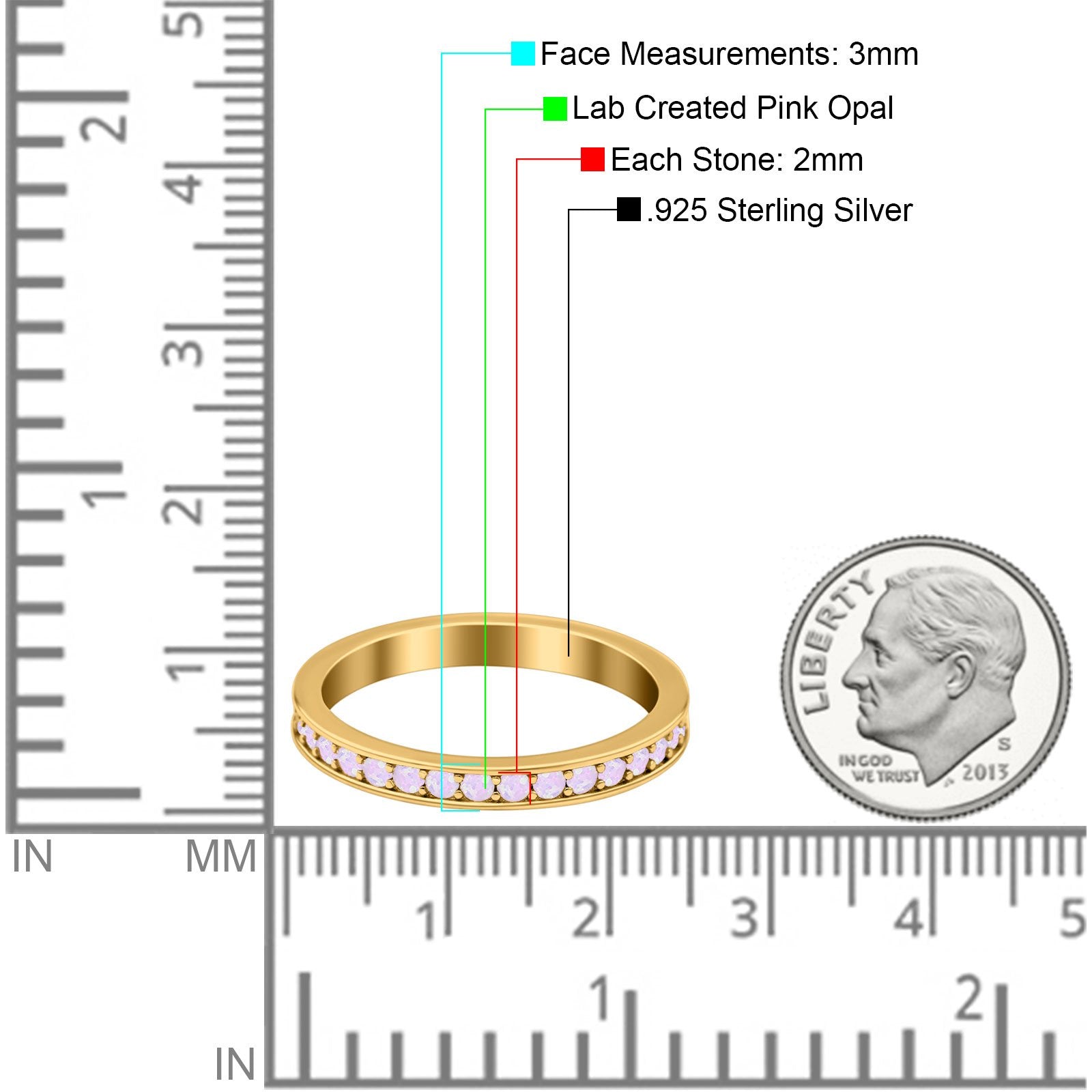 Full Eternity Stackable Band Wedding Ring Simulated CZ 925 Sterling Silver