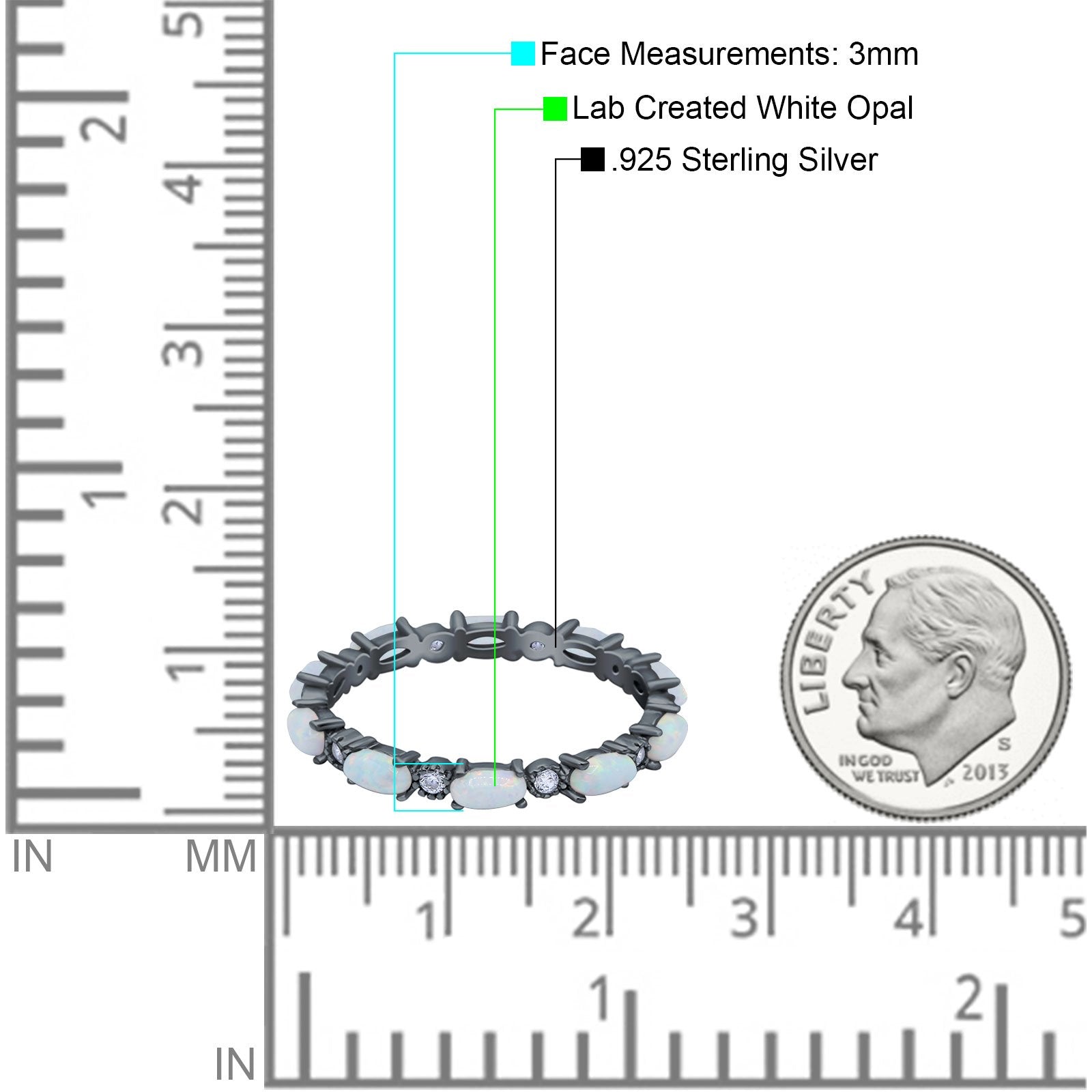 Full Eternity Wedding Engagement Bridal Ring Oval Lab Created Opal Round Simulated Cubic Zirconia 925 Sterling Silver