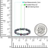 Full Eternity Stackable Ring Wedding Band Round Simulated Cubic Zirconia 925 Sterling Silver (3mm)