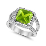Halo Princess Shape Engagement Ring Simulated CZ 925 Sterling Silver