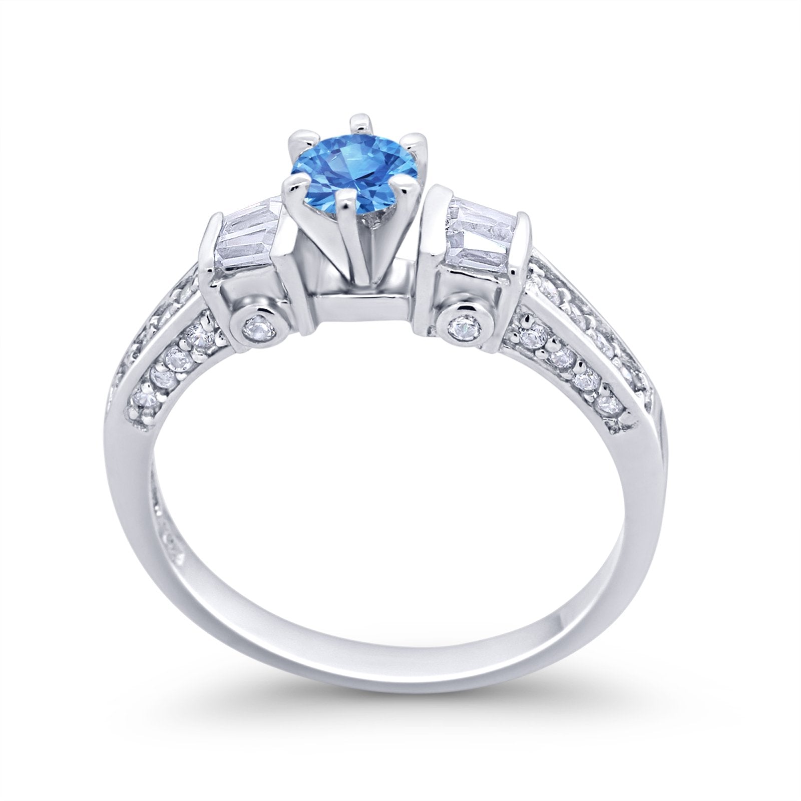 Solitaire Accent Wedding Ring Simulated Cubic Zirconia 925 Sterling Silver