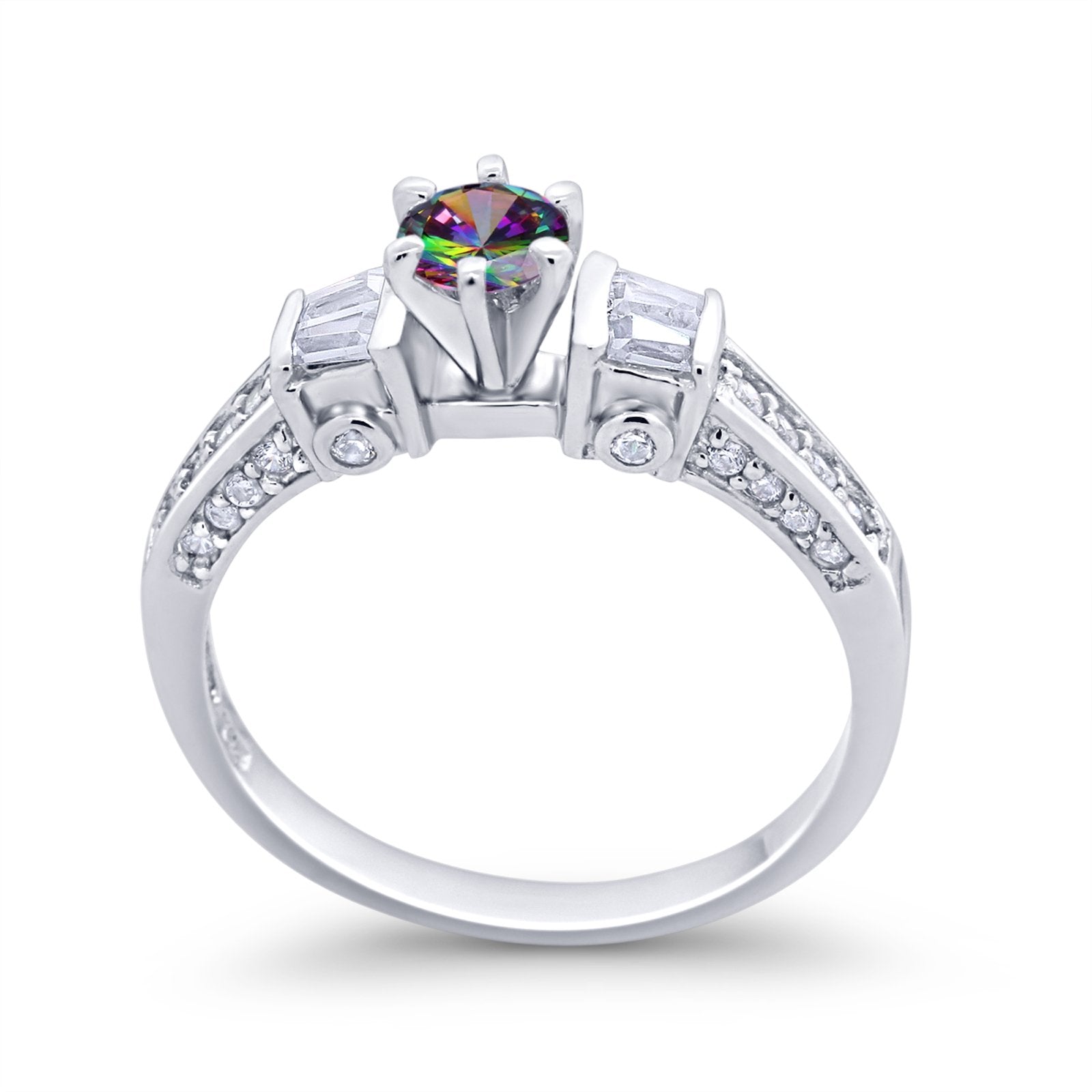 Solitaire Accent Wedding Ring Simulated Cubic Zirconia 925 Sterling Silver