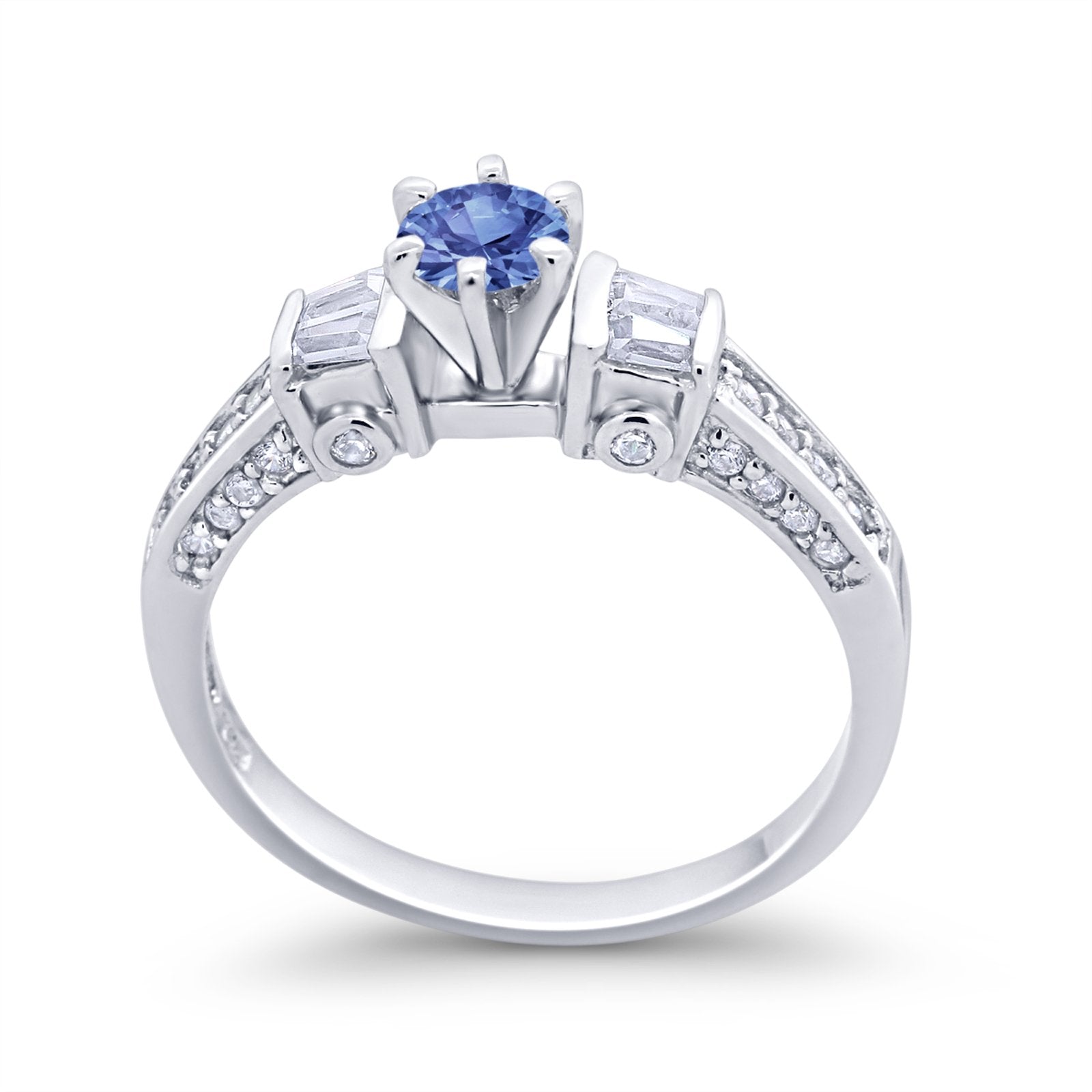 Solitaire Accent Wedding Ring Simulated Cubic Zirconia 925 Sterling Silver