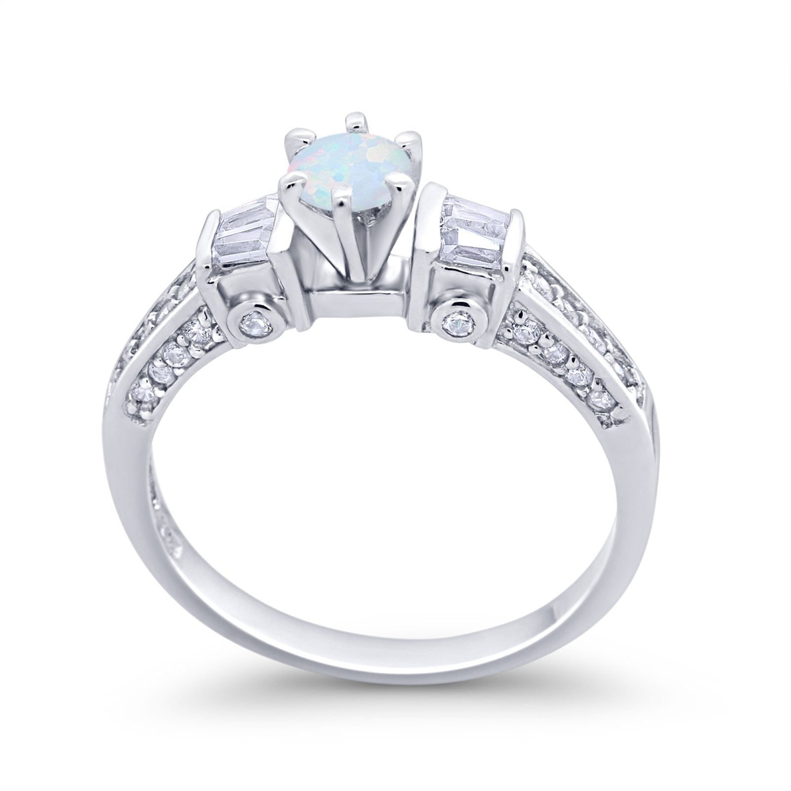 Solitaire Accent Wedding Ring Simulated Cubic Zirconia 925 Sterling Silver