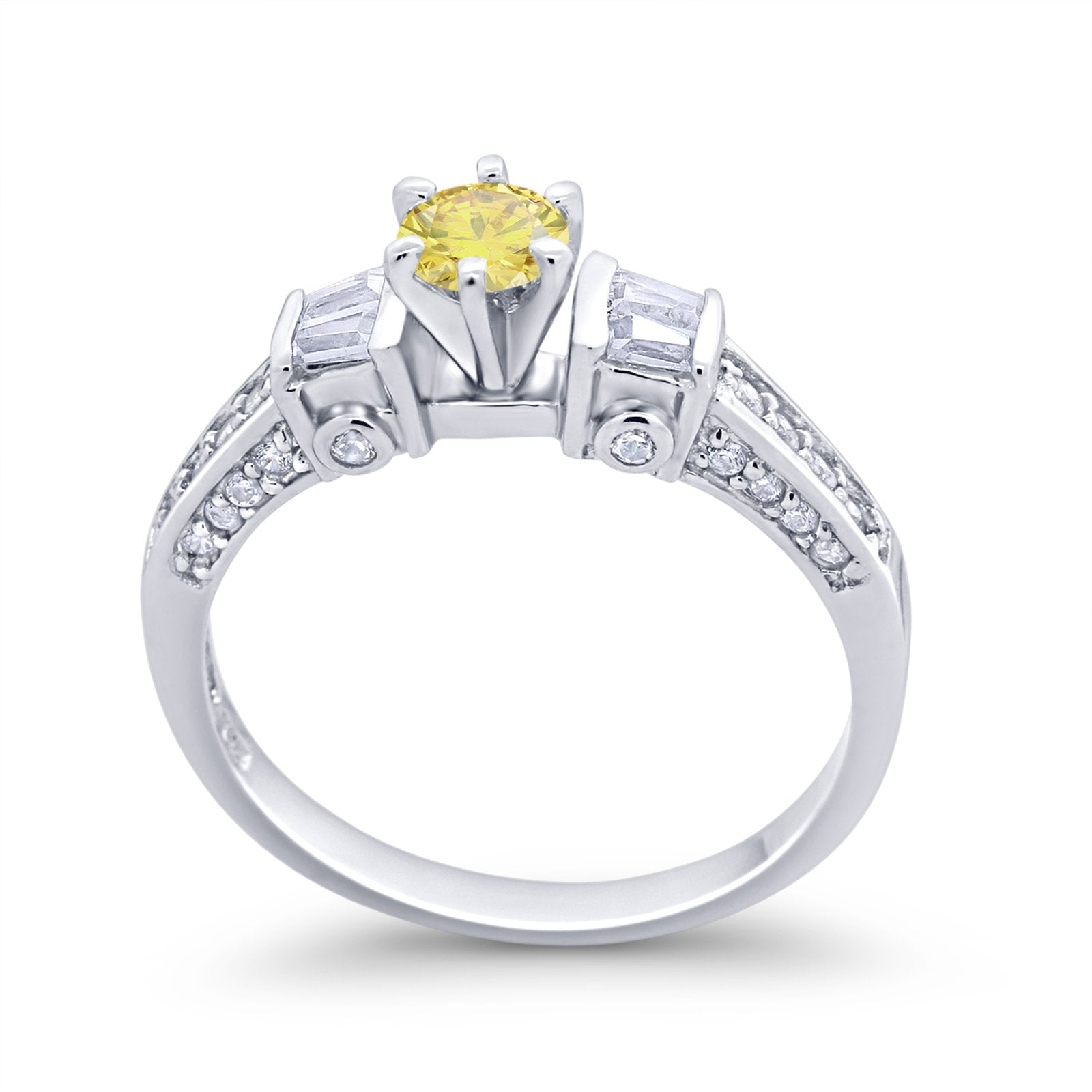 Solitaire Accent Wedding Ring Simulated Cubic Zirconia 925 Sterling Silver